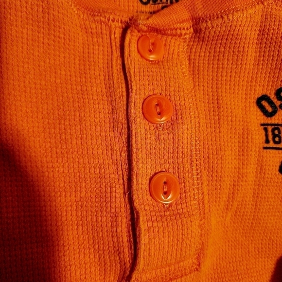 Oshkosh B'gosh Orange Long Sleeve Henley Thermal Shirt Boy's Size 10 Base Layer - Picture 3 of 6